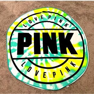 Love Victoria secret pink Tie‎ Dye Circle Beach Pool Towel Blue Green Yellow